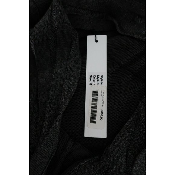 Tabula Rasa NWT Fringe Skirt Alpana Grey Sheer Solid Stripe Panel Tie Medium - Picture 5 of 5